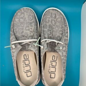 Hey Dude Kids Leopard Print Moccasins - Gray
